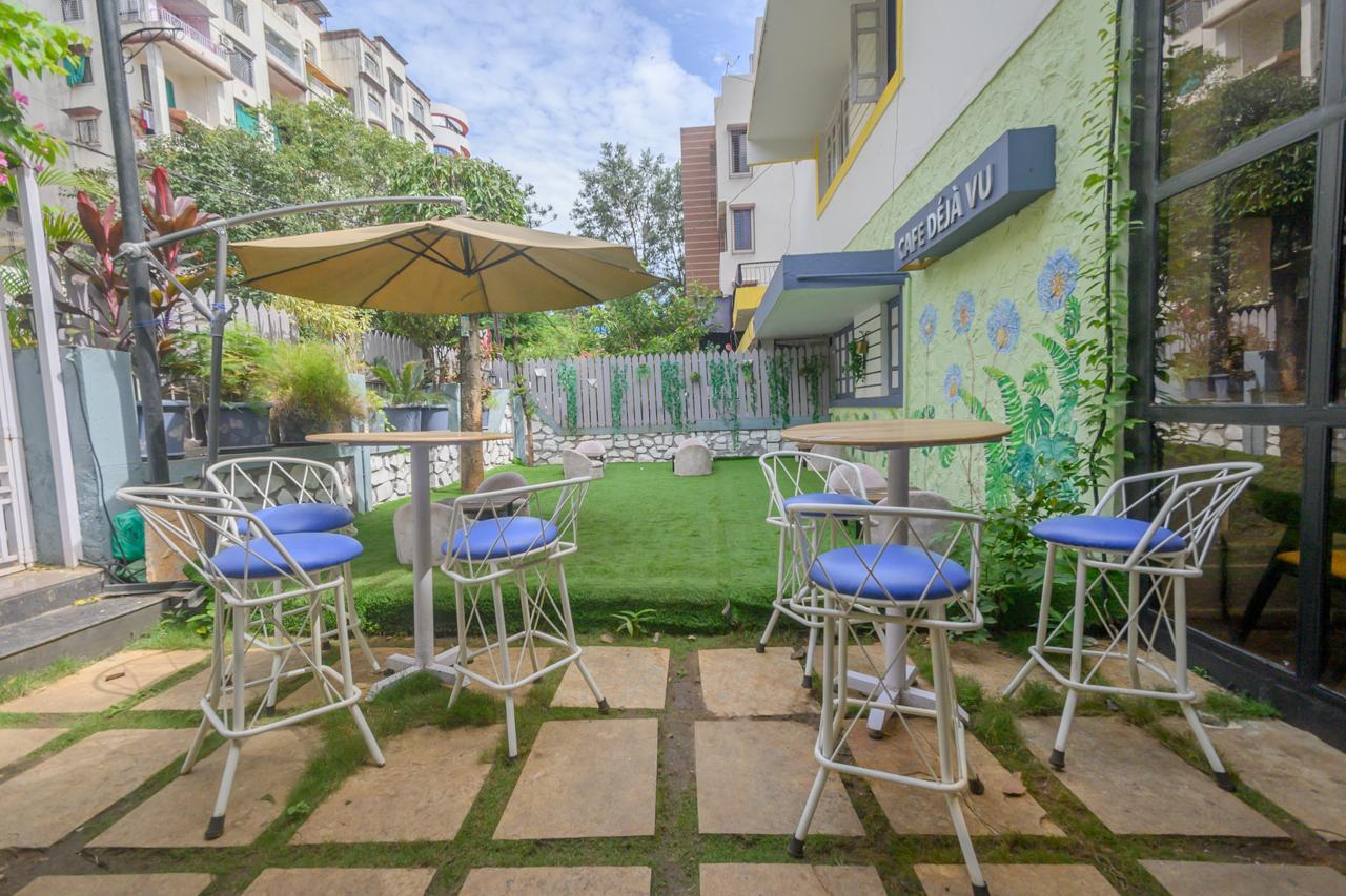 Outdoor lawn seating prepared for future open-air cinema events